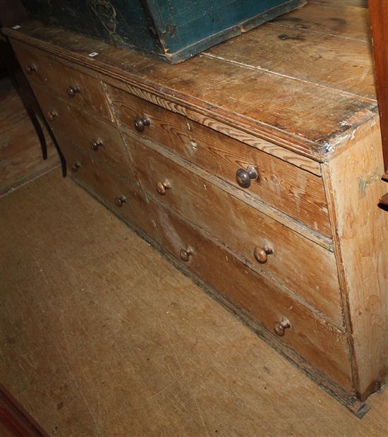 Large pine plan chest of drawers